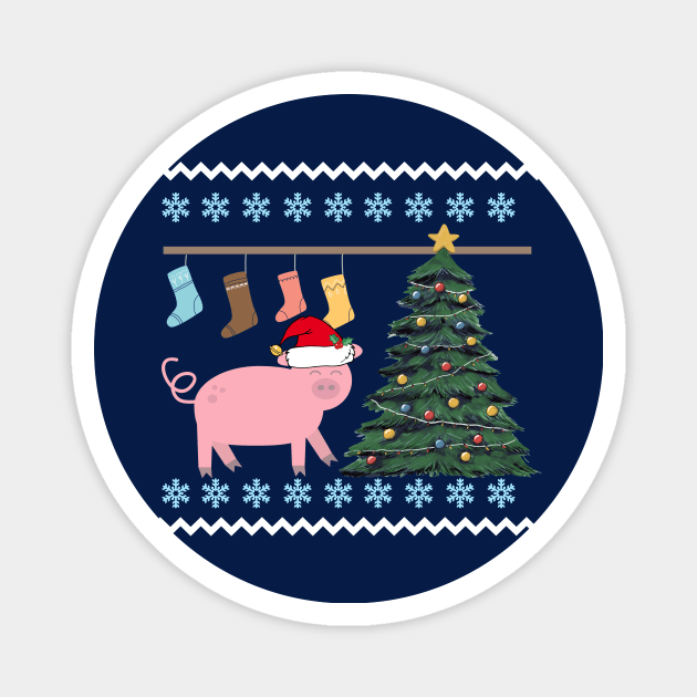 Cute Pig Christmas Magnet by epiclovedesigns